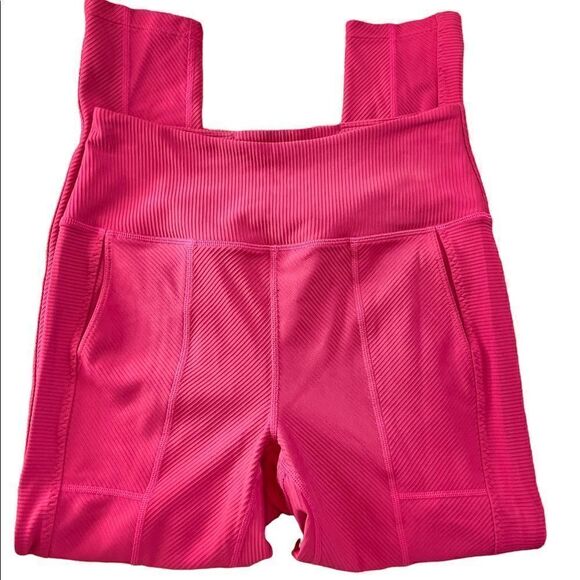 NEW Free People Movement Pink Texture Side Pockets High Rise Leggings.Size M - Picture 4 of 15